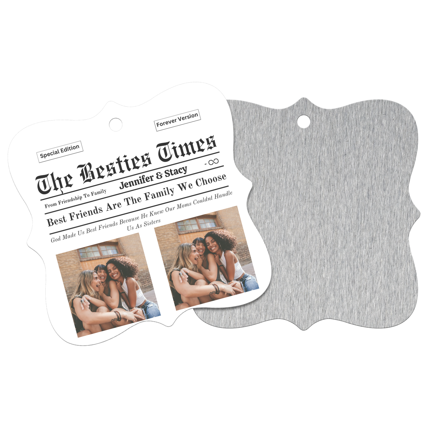 Besties Time Square Ornament (Personalized)