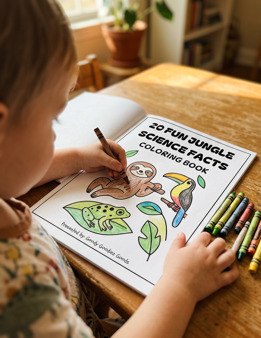 20 FUN JUNGLE SCIENCE FACTS COLORING BOOK (Print Ready For Ages 5-12 Parent Approved)