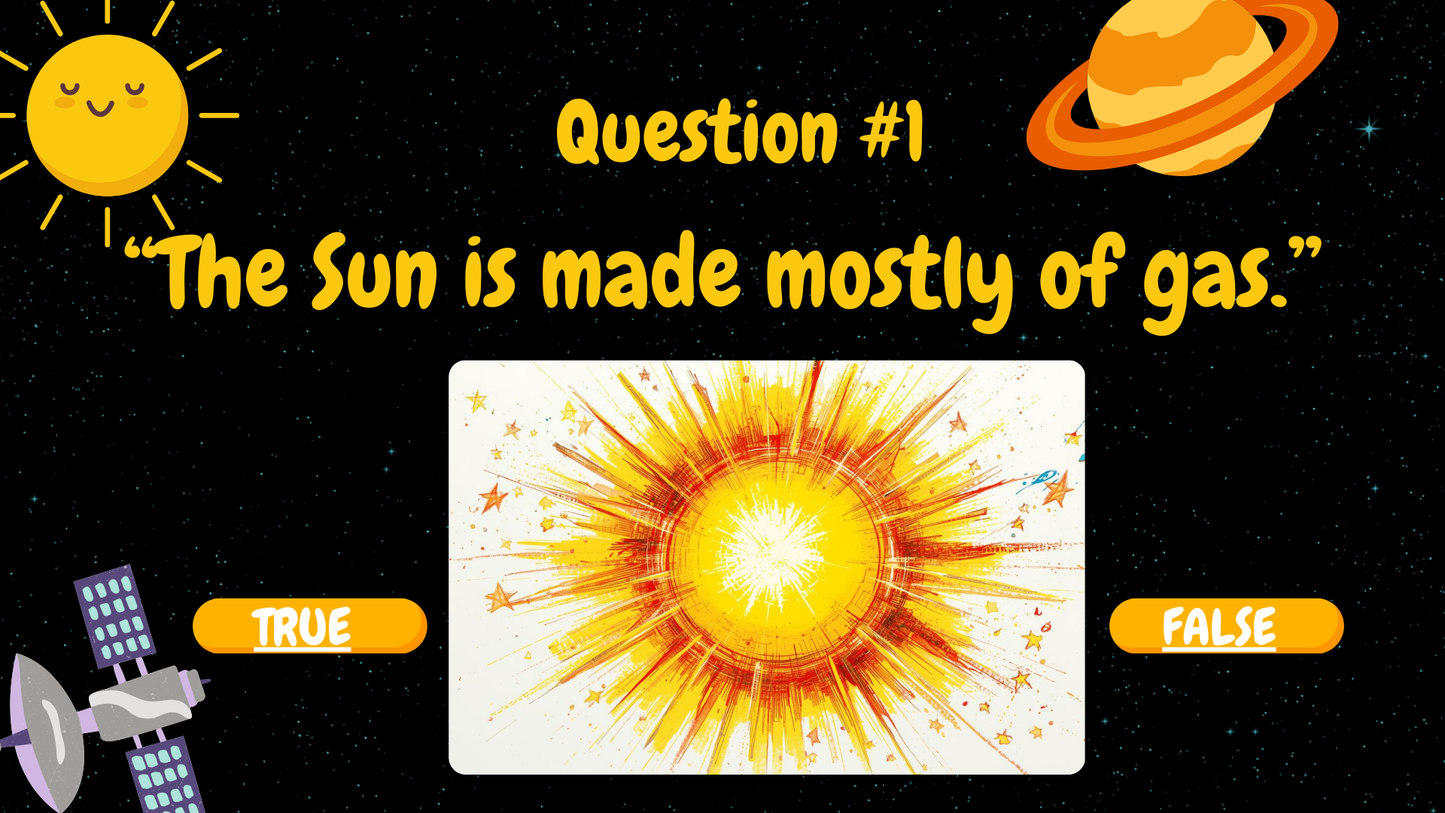 20 FUN SPACE TRIVIA TRUE or FALSE QUIZ FOR KIDS AGES 5-12(Parent Approved)
