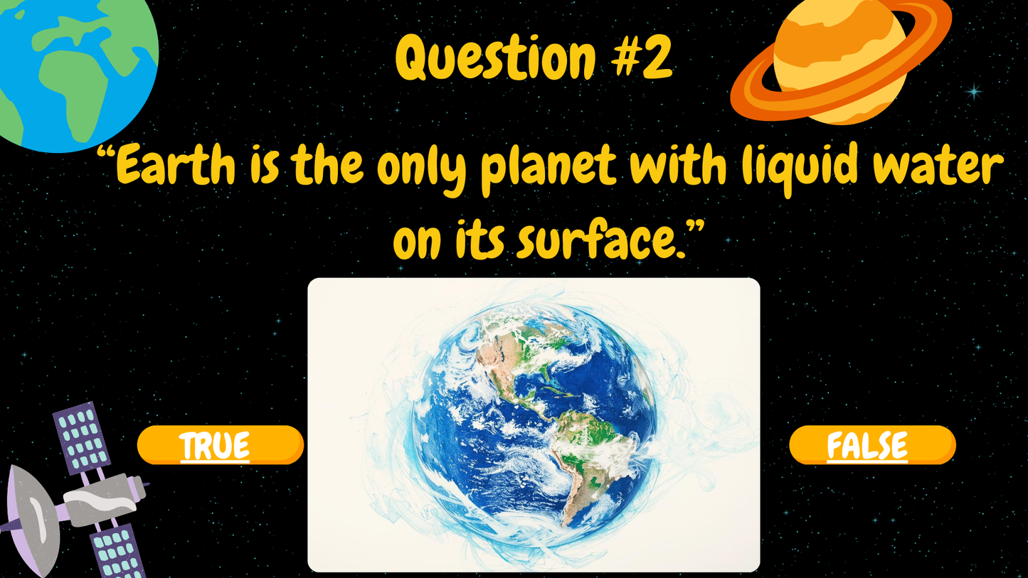 20 FUN SPACE TRIVIA TRUE or FALSE QUIZ FOR KIDS AGES 5-12(Parent Approved)