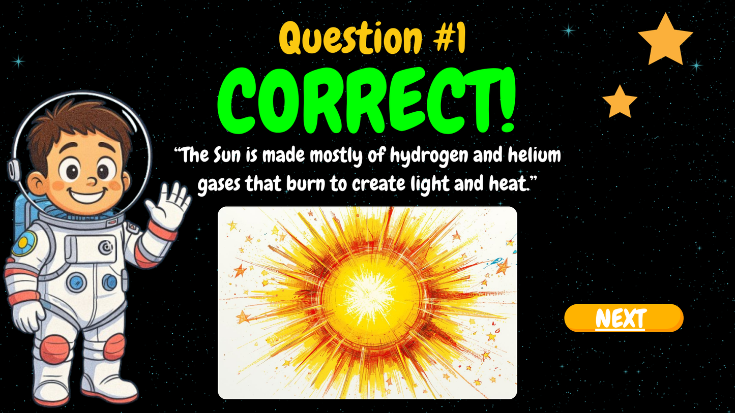 20 FUN SPACE TRIVIA TRUE or FALSE QUIZ FOR KIDS AGES 5-12(Parent Approved)