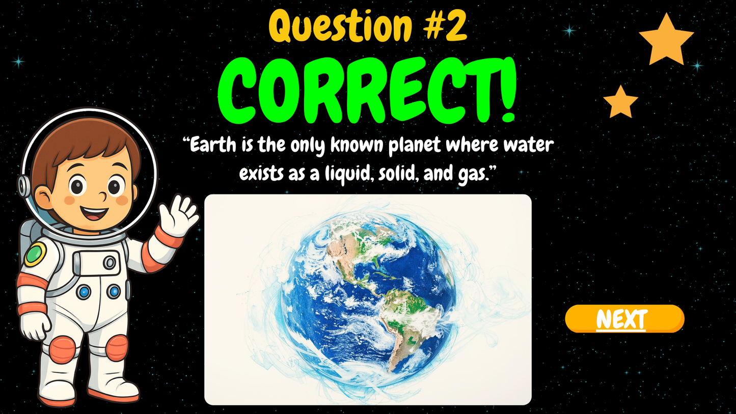 20 FUN SPACE TRIVIA TRUE or FALSE QUIZ FOR KIDS AGES 5-12(Parent Approved)