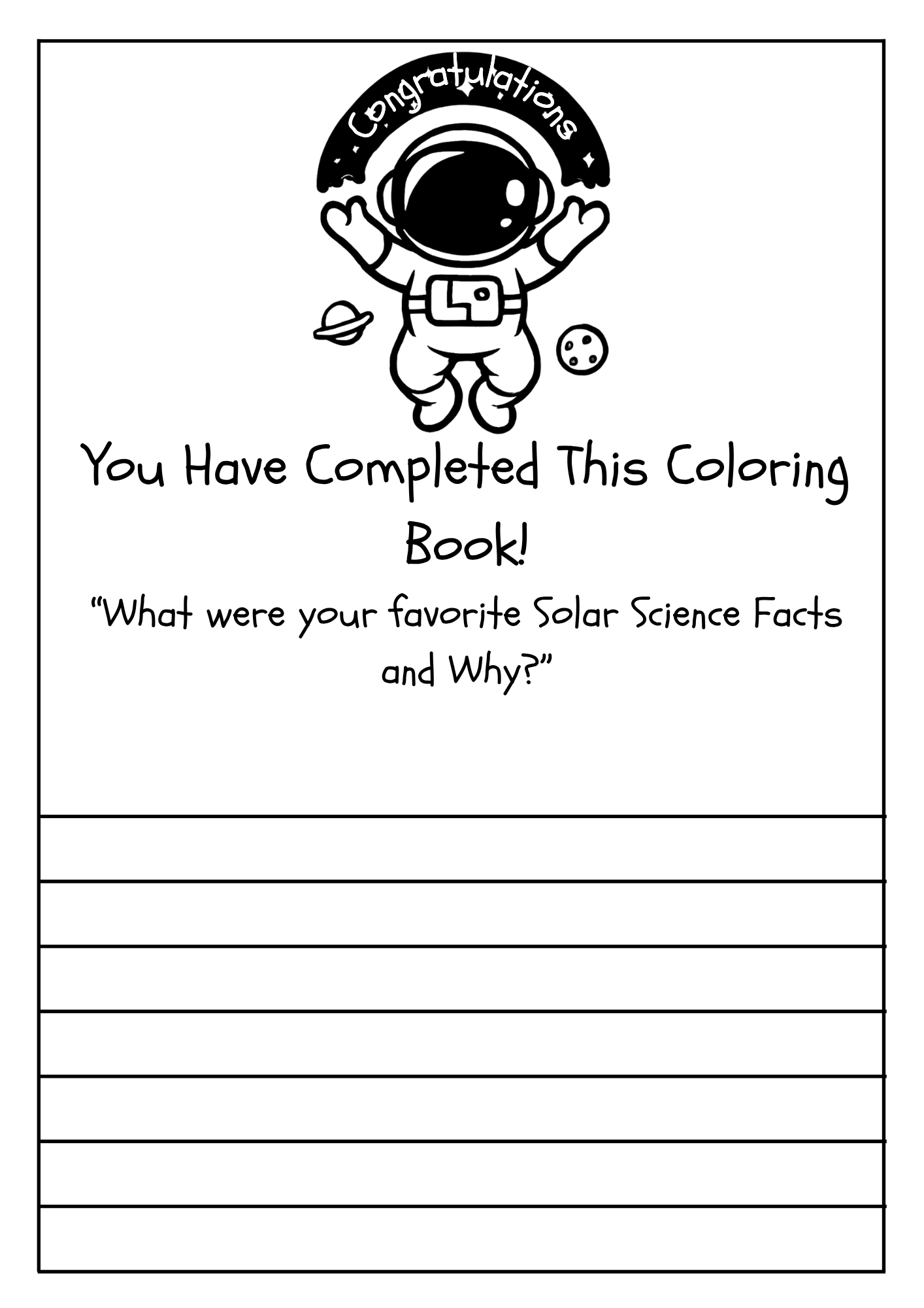 20 FUN SOLAR SCIENCE FACTS COLORING BOOK (Print Ready For Ages 5-12 Parent Approved)