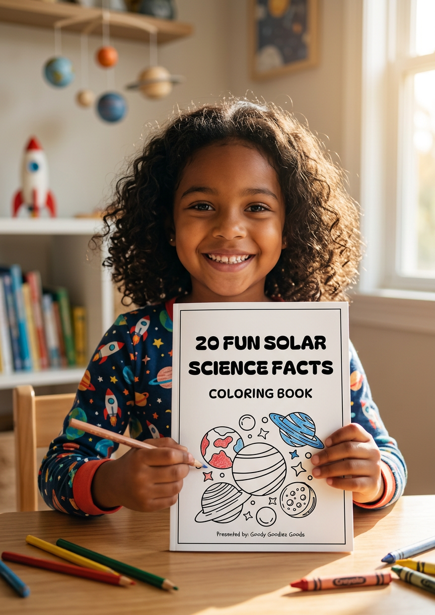20 FUN SOLAR SCIENCE FACTS COLORING BOOK (Print Ready For Ages 5-12 Parent Approved)