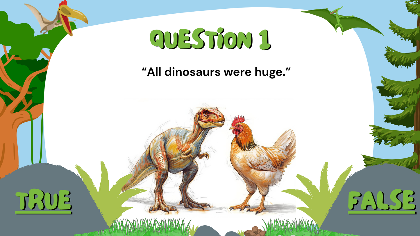 20 FUN DINOSAUR TRUE or FALSE FACTS TRIVIA QUIZ FOR KIDS AGES 5-12(Parent Approved)