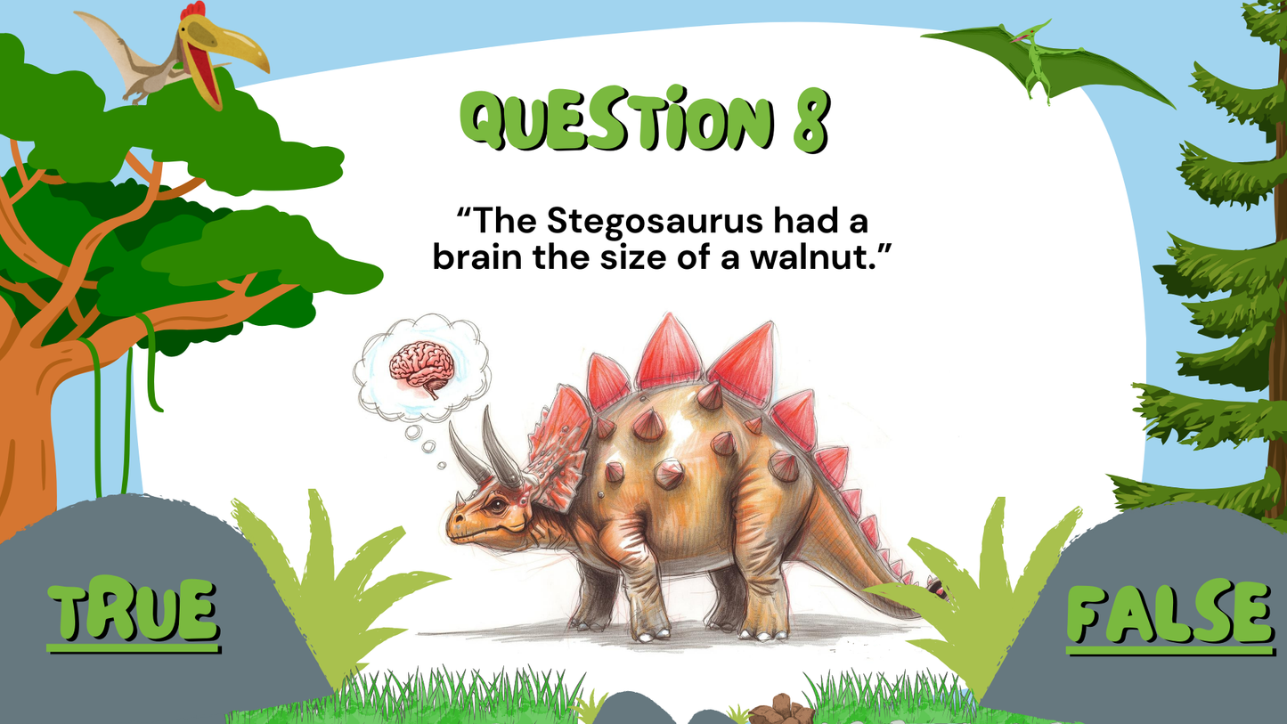 20 FUN DINOSAUR TRUE or FALSE FACTS TRIVIA QUIZ FOR KIDS AGES 5-12(Parent Approved)