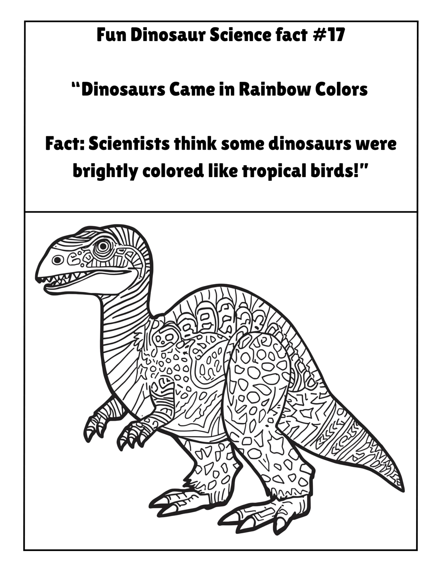 20 FUN DINOSAUR SCIENCE FACTS COLORING BOOK (Print Ready For Ages 5-12 Parent Approved)
