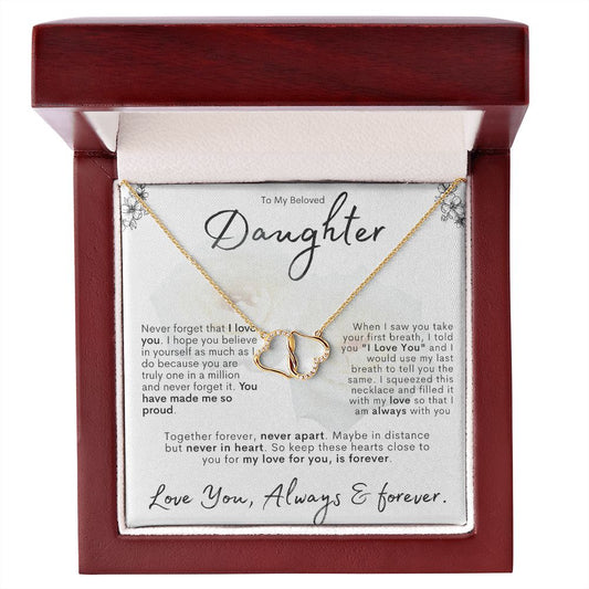 To My Beloved Daughter" Interlocking Heart Necklace