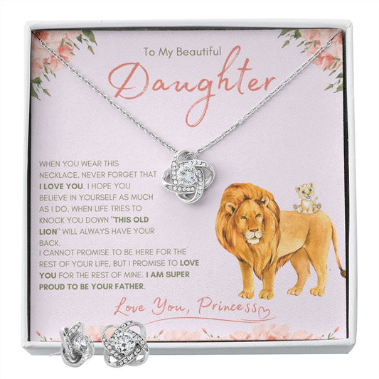 "To My Beautiful Daughter" Heart Necklace & Earring Set