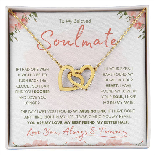 "To My Beloved Soulmate" Double Heart Necklace
