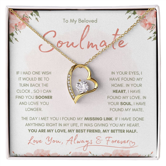 "To My Beloved Soulmate" Heart Necklace